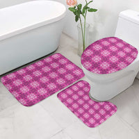 Pink Hawaiian Quilt Bathroom Set Hawaii Pineapple Monstera Palaka Motifs - Polynesian Pride