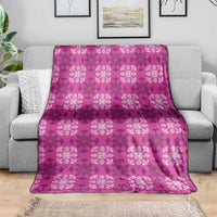 Pink Hawaiian Quilt Blanket Hawaii Pineapple Monstera Palaka Motifs - Polynesian Pride