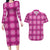 Pink Hawaiian Quilt Couples Matching Long Sleeve Bodycon Dress and Hawaiian Shirt Hawaii Pineapple Monstera Palaka Motifs - Polynesian Pride