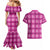 Pink Hawaiian Quilt Couples Matching Mermaid Dress and Hawaiian Shirt Hawaii Pineapple Monstera Palaka Motifs - Polynesian Pride