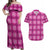 Pink Hawaiian Quilt Couples Matching Off Shoulder Maxi Dress and Hawaiian Shirt Hawaii Pineapple Monstera Palaka Motifs - Polynesian Pride