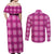 Pink Hawaiian Quilt Couples Matching Off Shoulder Maxi Dress and Long Sleeve Button Shirt Hawaii Pineapple Monstera Palaka Motifs - Polynesian Pride
