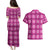 Pink Hawaiian Quilt Couples Matching Puletasi and Hawaiian Shirt Hawaii Pineapple Monstera Palaka Motifs - Polynesian Pride