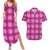 Pink Hawaiian Quilt Couples Matching Summer Maxi Dress and Hawaiian Shirt Hawaii Pineapple Monstera Palaka Motifs - Polynesian Pride