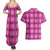 Pink Hawaiian Quilt Couples Matching Summer Maxi Dress and Hawaiian Shirt Hawaii Pineapple Monstera Palaka Motifs - Polynesian Pride