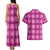 Pink Hawaiian Quilt Couples Matching Tank Maxi Dress and Hawaiian Shirt Hawaii Pineapple Monstera Palaka Motifs - Polynesian Pride