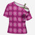 Pink Hawaiian Quilt Cross Shoulder Shirt Hawaii Pineapple Monstera Palaka Motifs - Polynesian Pride