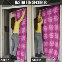 Pink Hawaiian Quilt Door Cover Hawaii Pineapple Monstera Palaka Motifs - Polynesian Pride