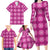 Pink Hawaiian Quilt Family Matching Long Sleeve Bodycon Dress and Hawaiian Shirt Hawaii Pineapple Monstera Palaka Motifs - Polynesian Pride