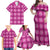 Pink Hawaiian Quilt Family Matching Off Shoulder Maxi Dress and Hawaiian Shirt Hawaii Pineapple Monstera Palaka Motifs - Polynesian Pride