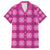 Pink Hawaiian Quilt Family Matching Short Sleeve Bodycon Dress and Hawaiian Shirt Hawaii Pineapple Monstera Palaka Motifs - Polynesian Pride
