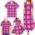 Pink Hawaiian Quilt Family Matching Summer Maxi Dress and Hawaiian Shirt Hawaii Pineapple Monstera Palaka Motifs - Polynesian Pride