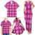 Pink Hawaiian Quilt Family Matching Tank Maxi Dress and Hawaiian Shirt Hawaii Pineapple Monstera Palaka Motifs - Polynesian Pride