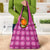 Pink Hawaiian Quilt Grocery Bag Hawaii Pineapple Monstera Palaka Motifs - Polynesian Pride