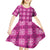 Pink Hawaiian Quilt Kid Short Sleeve Dress Hawaii Pineapple Monstera Palaka Motifs - Polynesian Pride
