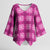 Pink Hawaiian Quilt Kimono Sleeve Blouse Hawaii Pineapple Monstera Palaka Motifs - Polynesian Pride