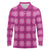 Pink Hawaiian Quilt Long Sleeve Polo Shirt Hawaii Pineapple Monstera Palaka Motifs - Polynesian Pride