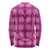 Pink Hawaiian Quilt Long Sleeve Shirt Hawaii Pineapple Monstera Palaka Motifs - Polynesian Pride