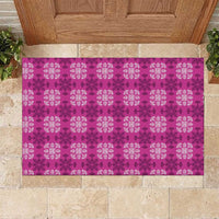 Pink Hawaiian Quilt Rubber Doormat Hawaii Pineapple Monstera Palaka Motifs - Polynesian Pride