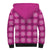 Pink Hawaiian Quilt Sherpa Hoodie Hawaii Pineapple Monstera Palaka Motifs - Polynesian Pride