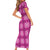 Pink Hawaiian Quilt Short Sleeve Bodycon Dress Hawaii Pineapple Monstera Palaka Motifs - Polynesian Pride