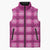 Pink Hawaiian Quilt Sleeveless Puffer Jacket Hawaii Pineapple Monstera Palaka Motifs - Polynesian Pride