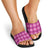Pink Hawaiian Quilt Slide Sandals Hawaii Pineapple Monstera Palaka Motifs - Polynesian Pride
