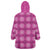 Pink Hawaiian Quilt Wearable Blanket Hoodie Hawaii Pineapple Monstera Palaka Motifs - Polynesian Pride