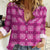 Pink Hawaiian Quilt Women Casual Shirt Hawaii Pineapple Monstera Palaka Motifs - Polynesian Pride