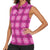 Pink Hawaiian Quilt Women Sleeveless Polo Shirt Hawaii Pineapple Monstera Palaka Motifs - Polynesian Pride