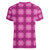 Pink Hawaiian Quilt Women V-Neck T-Shirt Hawaii Pineapple Monstera Palaka Motifs - Polynesian Pride