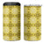 Yellow Hawaiian Quilt 4 in 1 Can Cooler Tumbler Hawaii Pineapple Monstera Palaka Motifs - Polynesian Pride