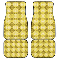 Yellow Hawaiian Quilt Car Mats Hawaii Pineapple Monstera Palaka Motifs - Polynesian Pride
