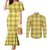 Yellow Hawaiian Quilt Couples Matching Mermaid Dress and Long Sleeve Button Shirt Hawaii Pineapple Monstera Palaka Motifs - Polynesian Pride