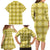 Yellow Hawaiian Quilt Family Matching Long Sleeve Bodycon Dress and Hawaiian Shirt Hawaii Pineapple Monstera Palaka Motifs - Polynesian Pride
