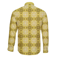 Yellow Hawaiian Quilt Family Matching Puletasi and Hawaiian Shirt Hawaii Pineapple Monstera Palaka Motifs - Polynesian Pride