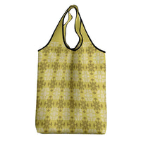Yellow Hawaiian Quilt Grocery Bag Hawaii Pineapple Monstera Palaka Motifs - Polynesian Pride