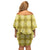 Yellow Hawaiian Quilt Off Shoulder Short Dress Hawaii Pineapple Monstera Palaka Motifs - Polynesian Pride