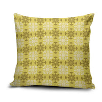 Yellow Hawaiian Quilt Pillow Cover Hawaii Pineapple Monstera Palaka Motifs - Polynesian Pride