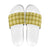 Yellow Hawaiian Quilt Slide Sandals Hawaii Pineapple Monstera Palaka Motifs - Polynesian Pride