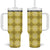 Yellow Hawaiian Quilt Tumbler With Handle Hawaii Pineapple Monstera Palaka Motifs - Polynesian Pride