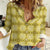 Yellow Hawaiian Quilt Women Casual Shirt Hawaii Pineapple Monstera Palaka Motifs - Polynesian Pride