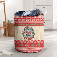 Mele Kalikimaka Hawaii Laundry Basket Funny Beer-Loving Santa Hawaiian Tropical - Polynesian Pride