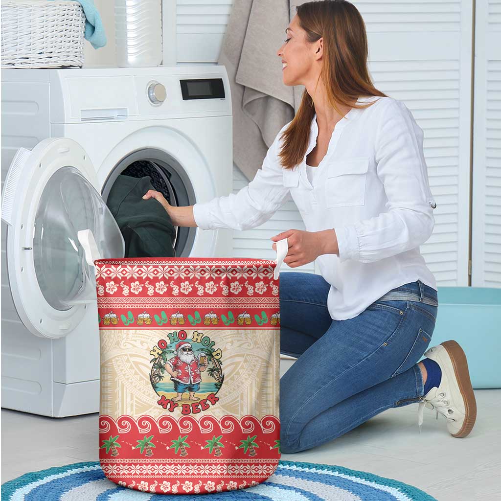 Mele Kalikimaka Hawaii Laundry Basket Funny Beer-Loving Santa Hawaiian Tropical - Polynesian Pride
