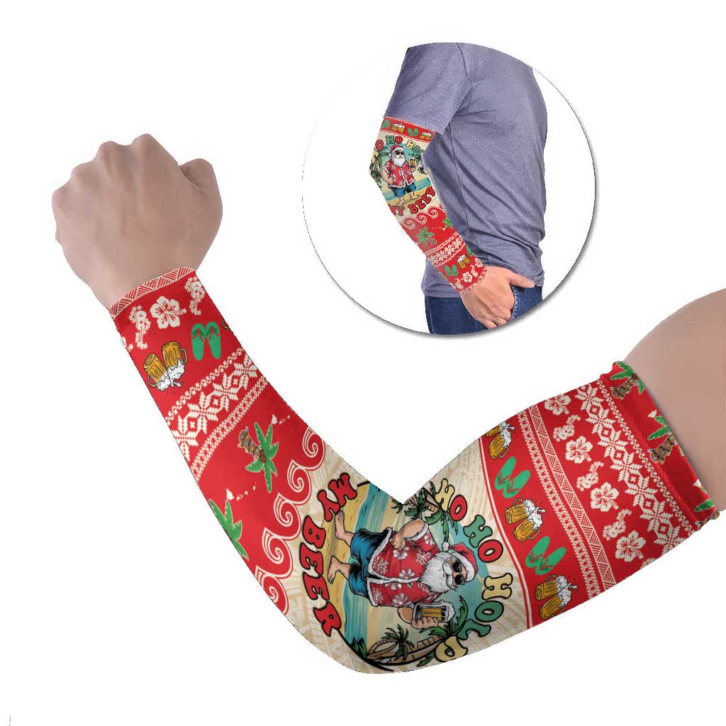 Mele Kalikimaka Hawaii Arm Sleeves Funny Beer-Loving Santa Hawaiian Tropical - Polynesian Pride