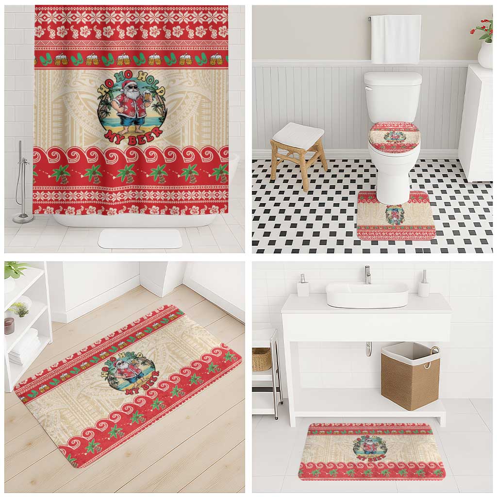 Mele Kalikimaka Hawaii Bathroom Set Funny Beer-Loving Santa Hawaiian Tropical - Polynesian Pride