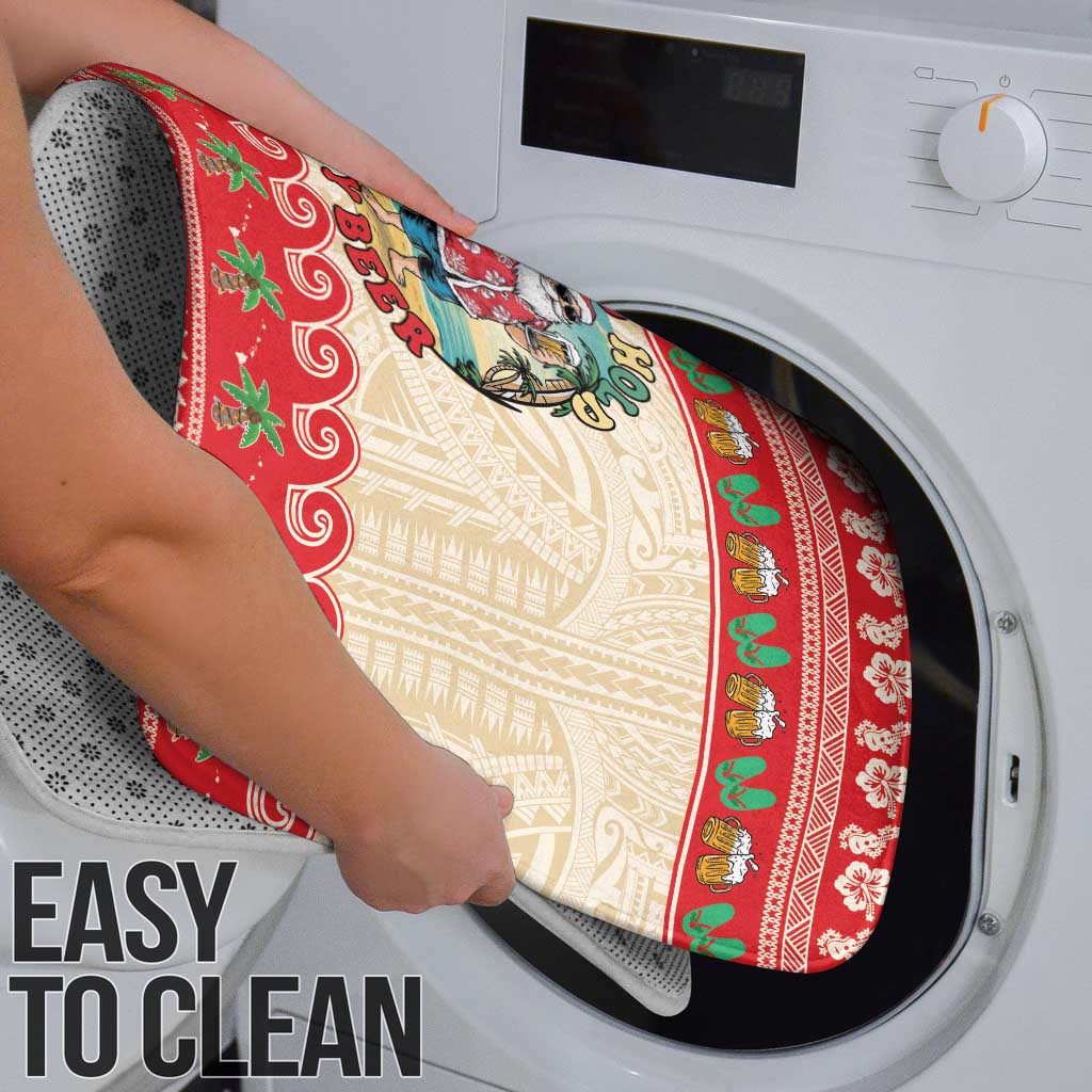 Mele Kalikimaka Hawaii Bathroom Set Funny Beer-Loving Santa Hawaiian Tropical - Polynesian Pride