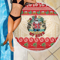 Mele Kalikimaka Hawaii Beach Blanket Funny Beer-Loving Santa Hawaiian Tropical - Polynesian Pride