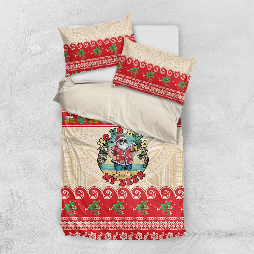 Mele Kalikimaka Hawaii Bedding Set Funny Beer-Loving Santa Hawaiian Tropical - Polynesian Pride