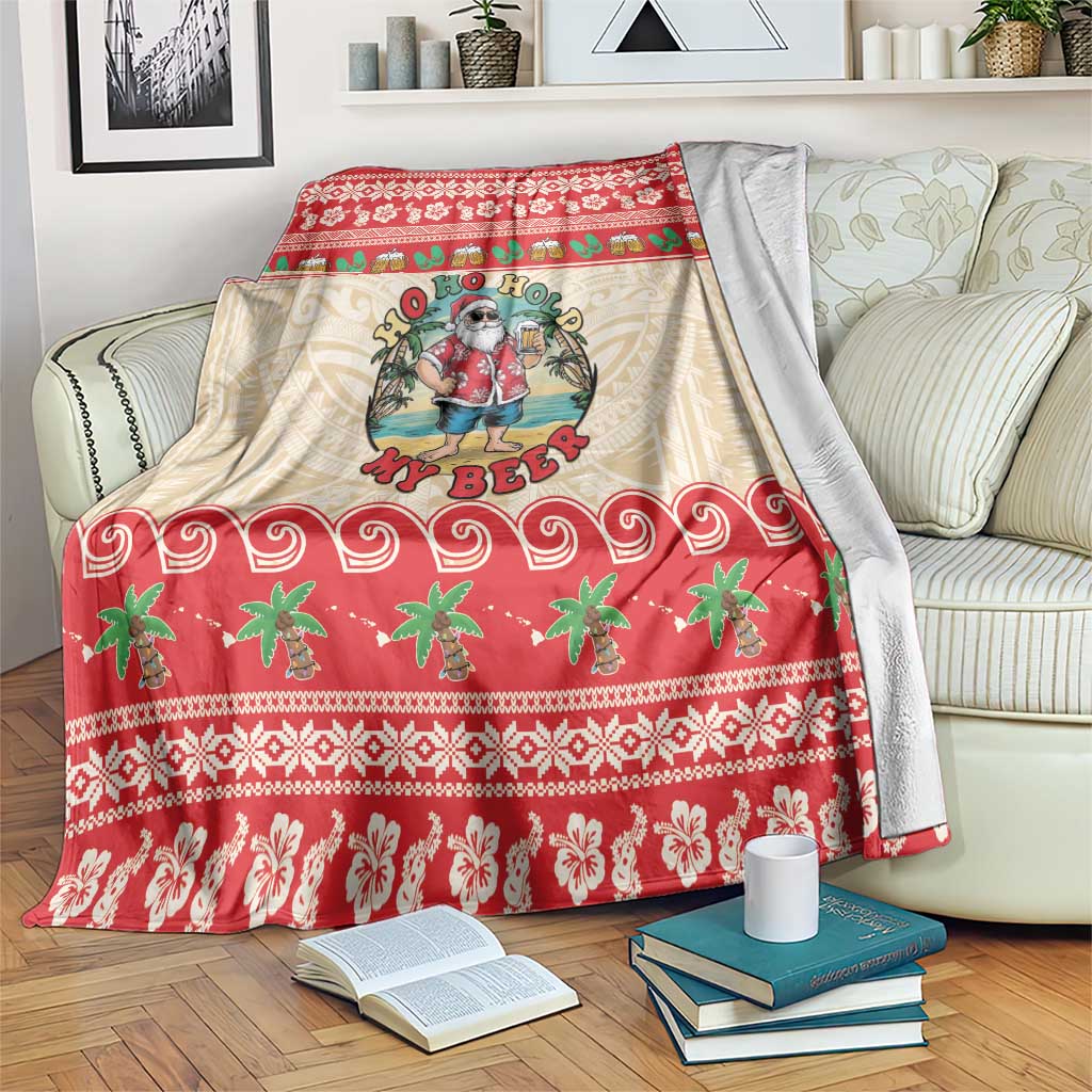 Mele Kalikimaka Hawaii Blanket Funny Beer-Loving Santa Hawaiian Tropical - Polynesian Pride